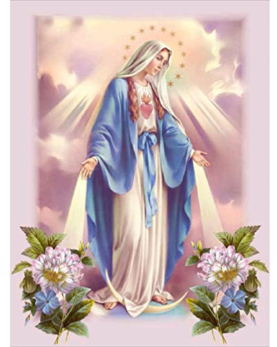 YSCOLOR Diamant Painting 5D DIY Diamant Malerei Voller Rundbohrer Religiöse Madonna 3D Stickerei Kreuzstich Geschenk Wohnkultur 30X40cm