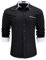 HISDERN Mens Business Casual Shirts Black Button Down Collar Shirts Long Sleeve Regular Fit L