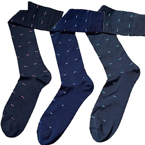Infinity 6 paia Calze Lunghe Uomo Cotone Filo di Scozia Elasticizzato disegni moda pois Eleganti per Lavoro D'Ufficio Fresche e Traspirante Made in Italy (43-46, Tricolore)