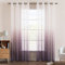 EMEMA Gardinen Transparent Vorhänge Voile Sheer Vorhang mit Ösen Farbverlauf Dekoschal Fensterschal für Schlafzimmer und Wohnzimmer 260 cm x 140 cm(H x B) 2er Set Weiß Lila