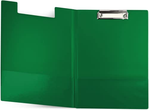 Netuno 1 Stück Klemmbrettmappe A4 Hellgrün mit Deckel und Metallclip Schreibplatte aus Hartkunststoff Dokumentenhalter Schreibunterlage Clipboard Mappe mit Bügelklemme
