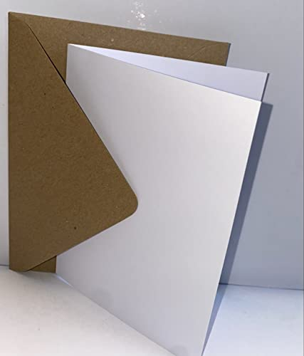 C5 Braune Kraftpapier-Umschläge (100 g/m²) mit A5-Knitterkarten (300 g/m²), perfekt für Weihnachtskarten, Grußkarten, Hochzeitseinladungen, Geschenkgutscheine, 25 Stück (braunes Kraftpapier)
