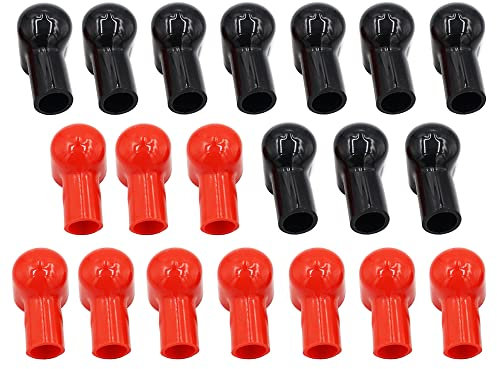 VOANZO 20Pcs Battery Terminal Covers Insulating Flexible Protector Positive and Negative Terminal Caps for Car (Red + Black)