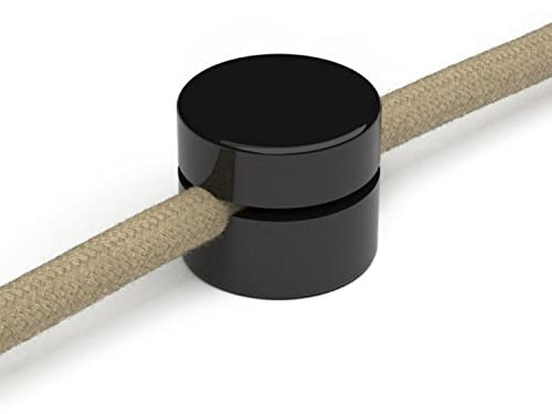 creative cables - Fissaggio a parete passacavo universale per cavo tessile a larga sezione 3x1 e 3x1,5 e per sistema EIVA - 2 pezzi - Nero