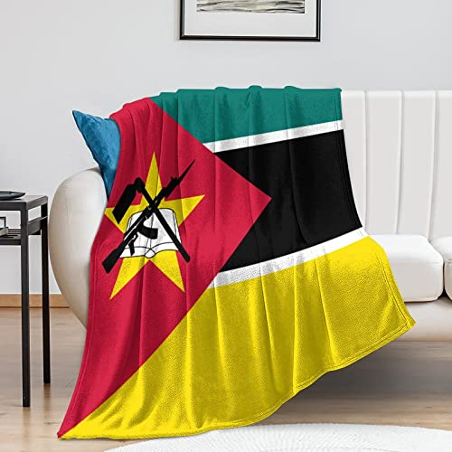 Flanelldecke mit Mosambik-Flagge, Nationaltag, Couchdecke, pelzige Mikrofaser, geeignet für Bett, Sofa, Couch, Reisen, Camping, 127 x 152,4 cm, Einweihungsgeschenk