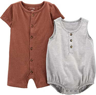 Simple Joys by Carter's Baby - Jungen Button Rompers, Pack Of 2 Strampler (2er Pack)