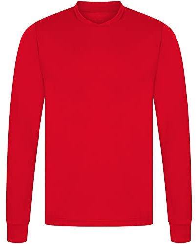 Athletic Sportswear Kids Long Sleeve T-Shirt Running Top Football Gym Sports Active Fitness Shirt (3-4 Years, Red)