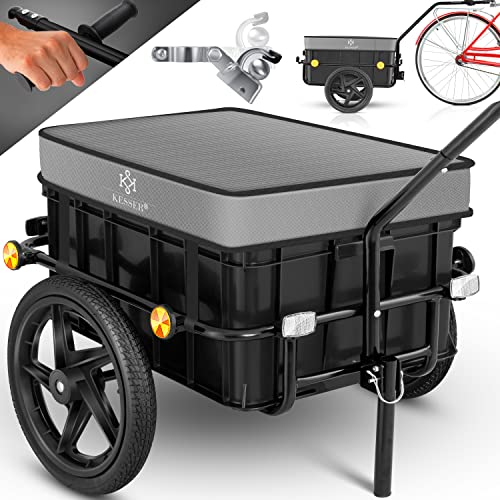 KESSER® Rimorchio per Biciclette Rimorchio di carico Carrello Manuale con Gancio di Traino Barra di Traino Alta per rimorchio per Il Trasporto di Biciclette Trailer Cassa di Trasporto
