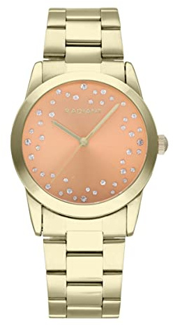 RADIANT - Collection Fiji - Montre analogique et Automatique. Montre-Bracelet Pour Femme. Bracelet Avec Cadran doré et Bracelet en Acier Inoxydable. Taille 36mm. 3ATM.