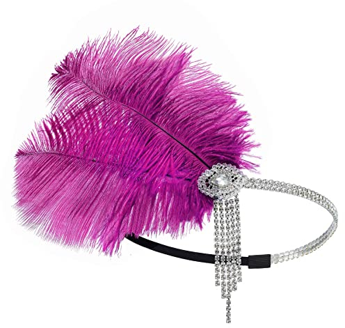 LEEMASING Damen-Fascinator mit Federn, Retro-Stil, Kopfband, Accessoire für Hochzeit, Teeparty, Rosarot