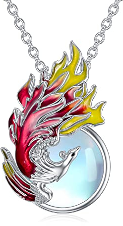 HARMONY BOLA Phönix Kette Damen 925 Sterling Silber Mondstein Anhänger Kette Schmuck Geburtstagsgeschenke Weihnachtsgeschenke Muttertagsgeschenk für Mama Schwester Freundin Frau