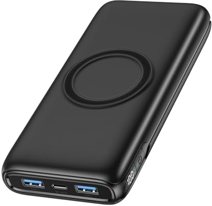 Batterie Externe sans Fil 27000mAh - FEELLE 22,5W Charge Rapide Power Bank avec 4 Sorties et Affichage LED USB C Chargeur Portable pour Smartphones, Tablets (Noir)
