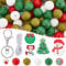SUNNYCLUE DIY 4 Sets Christmas Keychain Making Kit Slicone Christmas Beads Winter Tree Snowman Sock Silicone Bead Green Red Round Silicone Beads Spacer Loose Beads for jewellery Making Kits Party Gift