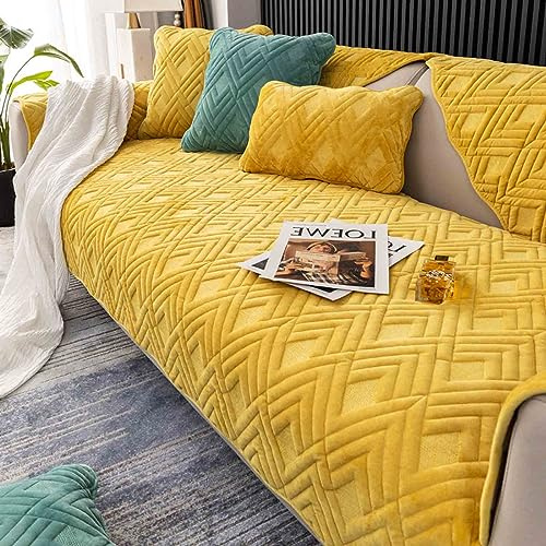 MTHGH Sofabezug rutschfeste Sofadecke，sofaschutz1 2 3 4-Seater L Shape Sofaschoner,Hund Katze Überwurf Hundedecke Ecksofa Sofa Schutzdecke Sofaschutz Hund Kratzschutz Katze (Yellow, 110x180cm)