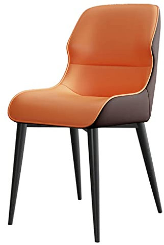 Esszimmerstuhl, Moderne Küchen-Wohnzimmer-Beistellstühle, wasserdichte, mit PU-Leder gepolsterte Beistellstühle mit weichem Kissensitz und Metallbeinen für das Esszimmer in der Küche (Farbe: Orange)
