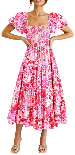 PRETTYGARDEN Women's Smocked Midi Wedding Guest Dress