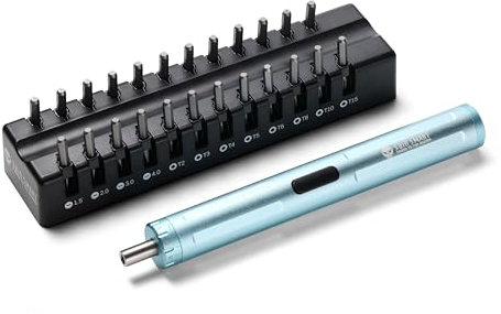 SainSmart Elektroschrauber mit 24 magnetischen Bits, 3.7V Akku-Schraubendreher-Set mit 9 Gängen, 380rpm MAX Geschwindigkeit & tragbare 4000mAh Power Bank für Telefon Kamera Laptop Uhr