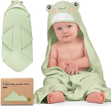 KeaBabies Asciugamano con cappuccio per neonati - Asciugamani in bambù con cappuccio per bambini, ragazze, bambini piccoli, Extra assorbente e morbido bagno per neonati (Frog)