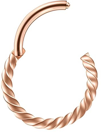 Decentraland 1 STÜCK 16G Roségold Durchmesser 8 mm Modischer Helix Twist Edelstahl-Ohrring Knorpel Nase Septum Spiralring Orbital-Hoop-Piercing-Schmuck