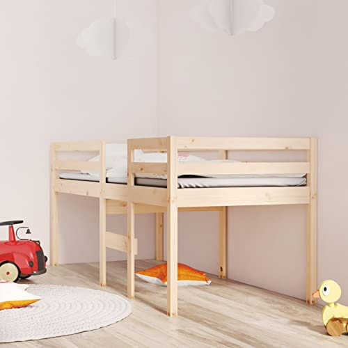 ZEYUAN Hochbett, Bettgestell, Betten, Schlafbett, Jugendbett, Bed Frame, Schlafzimmer Bett, Betten Für Teenager, 75x190 cm Massivholz Kiefer