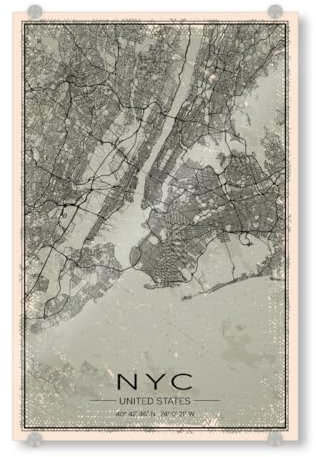 artboxONE Acrylglasbild 90x60 cm Städte/New York New York City Retro Map - Bild New York New York New York City
