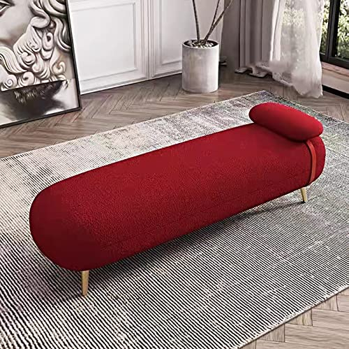 EsEntL Luxuriöse Bank,Samt-Bettbank, Bequeme gepolsterte Sitzbank, Moderne Schlafzimmerbank, Eingangsbank, dekorative Bank, Rot, 90 x 50 x 42 cm (35 x 20 x 17 Zoll)