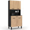 IDMarket - Buffet de cuisine 80 CM CINA 4 portes + tiroir noir et façon hêtre