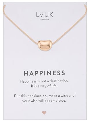 LUUK LIFESTYLE Collana con ciondolo a forma di fagiolo I perla, lunghezza regolabile, 50 cm, regalo per la fidanzata, accessorio, rosa