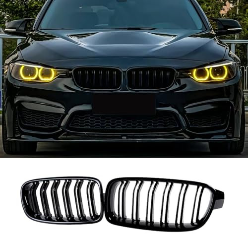 Jinpengyong F30 F31 Kühlergrille für BMW 3er F30 F31 F35 Nieren 320i 328i 328d 330i 335i SPORT KÜHLERGRILL DOPPELSTEG GRILL GLANZ SCHWARZ 2012-2018 (For 3er F30 2012-2018)