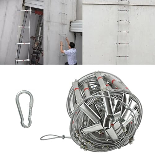 Aluminum Alloy Safety Rope Ladder - Emergency Fire Escape Ladder, 32.8FT, High-Altitude Work Safety Solution with 300kg Weight Capacity - Easy to Use & Deploy