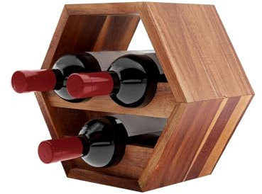 Weinregal aus Holz, freistehend, für Likör, Wandmontage, Waben-Design