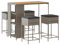 vidaXL Gartenbar Set 5-TLG., Gartenmöbel mit Kissen, Bartisch Stehtisch Barhocker Barstuhl, Theke Bar Tresen Gartentheke Sitzgruppe, Grau Poly Rattan