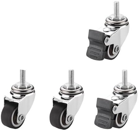 WANGSHAOWEI MöBelrollen 1 Kleine Lenkrollen, Profil-Lenkrollen mit Bremsen - 4er-Set, Keine Bodenspuren, leise Lenkrollen - Mini-Räder for Einkaufswagen Rollen FüR MöBel(M6x15mm Type 3)