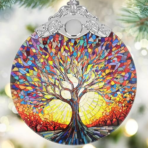 Decorazione per albero della vita, Jocidea Christmas Ornaments - Ornamento da appendere in vetro colorato - Ornamenti per albero di Natale - Decorazione natalizia - Regali per l'albero della vita -