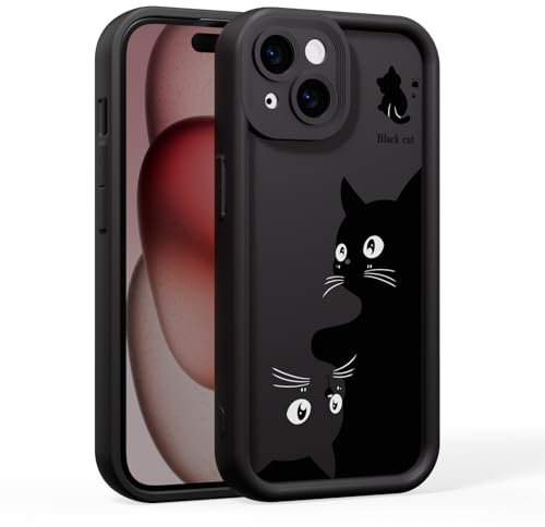 BARALARIQIU Compatible with iPhone 16 Pro Max Case, Cute Kawaii Cat Cartoon 3D Design for Women and Girls, Soft, Slim Fit, Shockproof Silicone Case for iPhone 16 Pro Max, Black