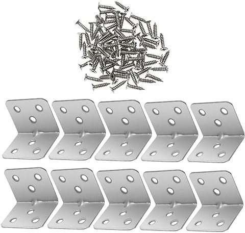 BUGUUYO 12St Eckcode aus Edelstahl Eckbeschlag rechtwinklige Klammer Eckstrebe Platte Winkelgelenkwinkel schweres Eckregale Eckregalträger Eckwinkelbeschlag Rostfreier Stahl Silver