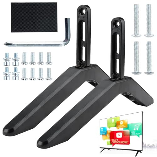 WADY TV Stand Legs, TV Base Pedestal Feet, Universal Table Top TV Stand Base Legs TV Stand Legs Replacement with Screws for Most 32-65”LCD LED Plasma,(Please refer to our size before buying)Black