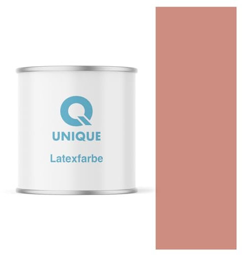 Q UNIQUE Latexfarbe 2L (ca.14m2) Dunkel Lachs Innenfarbe Wandfarbe Deckenfarbe Klasse 3 Mattfarbe Scheuerfest Hohe Deckkraft
