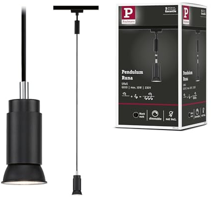 Paulmann 95624 URail Pendel Runa GU10 max. 10W dimmbar 230V Schwarz matt Schienensystem - Leuchtmittel frei wählbar