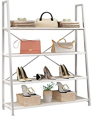 Msuiiixcccc Standing Shelf Units Large Metal Storage Shelves Rack Modern Bookshelf Shoe Rack Plant Flower Stand for Family Mall Office(9040150CM Silver)