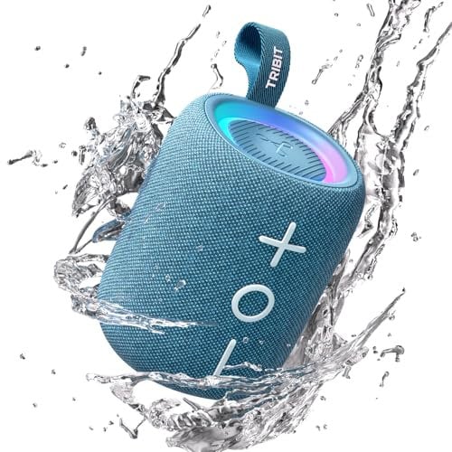 Tribit StormBox Mini+ Enceinte Bluetooth 12W, Son Surround 360°, 12H d'autonomie, Bluetooth 5.4, IPX7, lumières RGB, EQ, appairage TWS, Support AAC/SBC, Portable pour la Maison/l'extérieur/Le Voyage