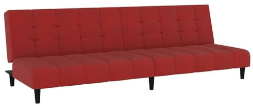 vidaXL Schlafsofa 2-Sitzer Weinrot Samt, Tagesbett, Gästebett, Sofa mit Schlaffunktion, Schlafcouch, Sofabett, 2-in-1 Sofa, 2-Sitzer-Sofa, Sofa, Couch