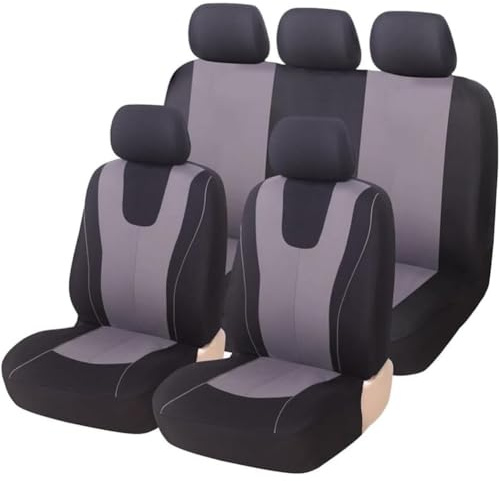GTRFDGHT 9 Stück Sitzbezüge Auto Set für Hyundai i20 III (BC3/BI3) 2020-2024, Stoff Waschbar Allwetter rutschfest Atmungsaktiv Autositzbezüge Schonbezug Zubehör,E/Grey