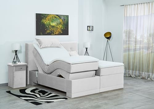 Boxspringbett Lapi 240x220, VS-Alugrau, 7-Zohnen Taschenfederkernmatratze, Ergoflex - Inklusive Aufbau - Deutscher Hersteller