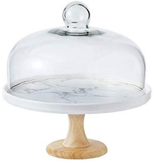 IUokLU Cheese Plate Covers 19.5/24 / 27.5CM Cake Tray Marble Textured Ceramic Bread Plate Glass Salad Cheese Dome Chip & Dip Server Cake Stands,24 * 24 * 26CM