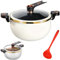 Pot de presión 8L, mini olla de presión de calefacción rápida con manijas de bloqueo, ola antiadherente para gas, inducción, estufas eléctricas, blanco