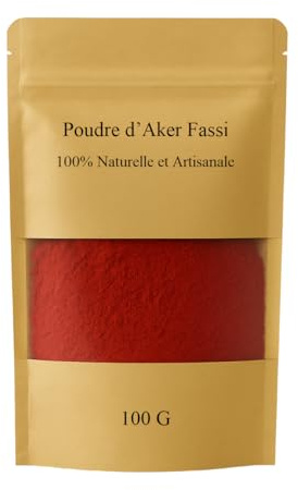 Aker Fassi Poudre 100% Naturelle – 100g – Pétales de Pavot & Écorce de Grenade – Éclat Peau, Anti-Âge, Teinte Lèvres Naturelle, Maquillage peau et visage