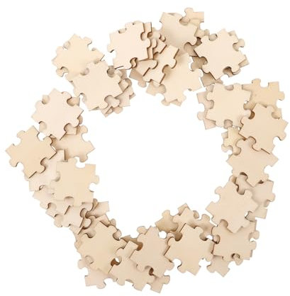 YARNOW 50pcs Wooden Puzzle Squares Diy Blank Puzzle Pieces for Crafts Wood Pieces for Diy Projects for Boys and Girls