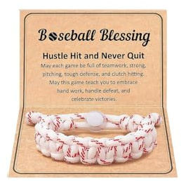 Handgefertigtes geflochtenes Sport-/Baseball-Armband, verstellbar, Basketball, Fußball, Softball, Hustle and Never Quit, inspirierende Armbänder, Anhänger für Damen und Herren, Spieltag, Saisonende