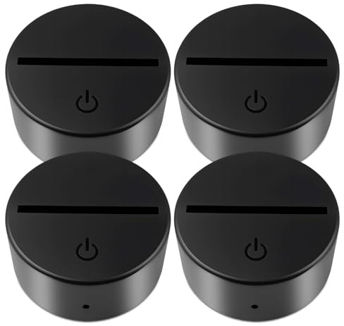 4 Stück 3d Led Nachtlicht Lichtsockel, Led Lampensockel, Led Sockel Für Acrylglas, Sockel Mit Fernbedienung Und Usb Kabel, 7 Farben Dekoration Lichter Dimmbar Für Kinderzimmer, Schlafzimmer, Bar